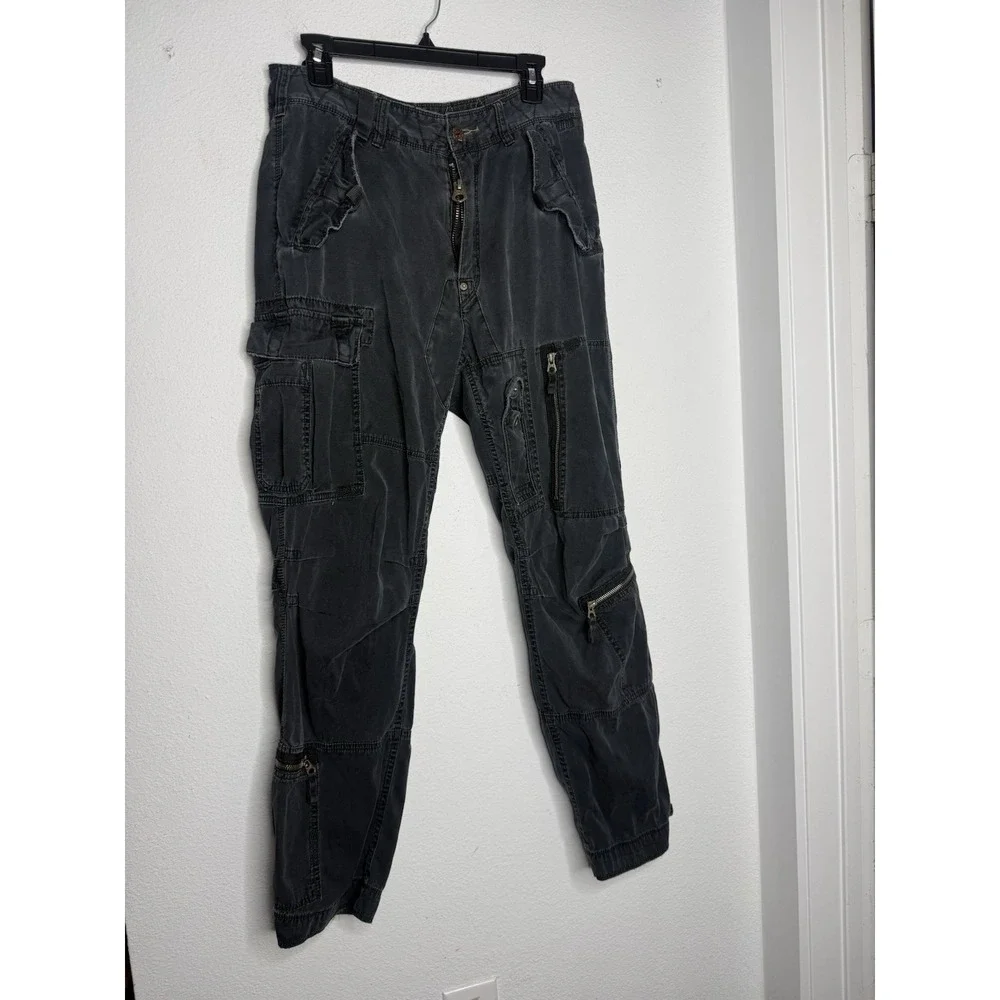 Vintage Polo Ralph Lauren Military Cargo Pants Mens  Charcoal Black Size 34 Flaw